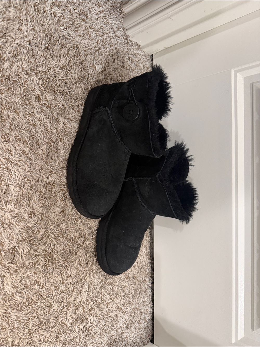 UGG Black Short Suede Shearling Booties